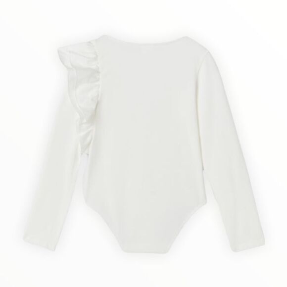 ZARA Kids | White | RUFFLED ASYMMETRICAL BODYSUIT - Picture 3 of 7